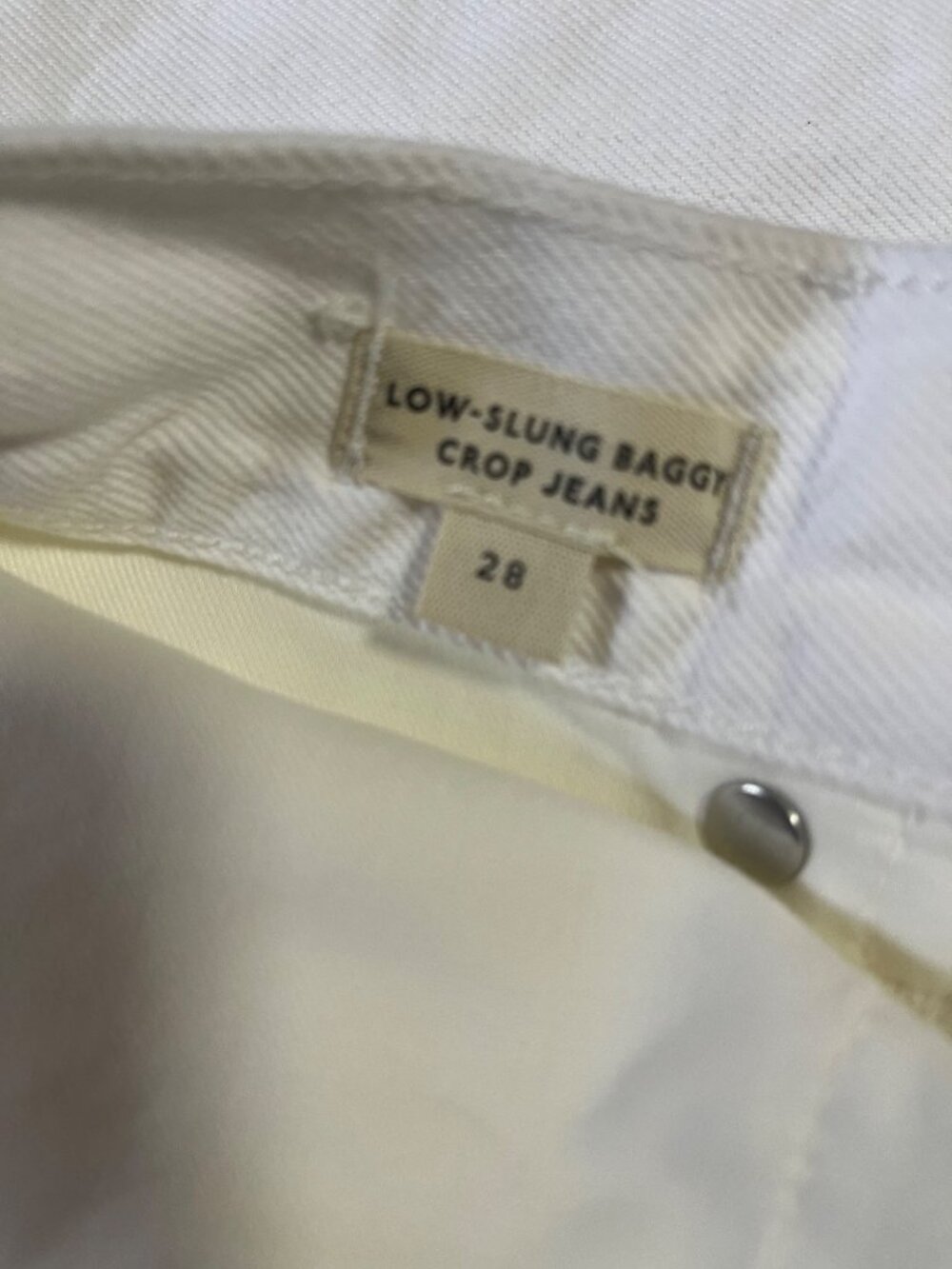 Madewell Low-Slung Baggy Crop Jeans Womens Size 28 White 100% Cotton Fair Trade - Picture 4 of 11